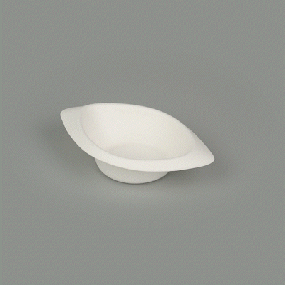Pulp Safe No PFAS Added 12 oz Oval White Sugarcane / Bagasse Bowl - Home Compostable - 8 1/2" x 5 3/4" x 2 1/4" - 25 count box