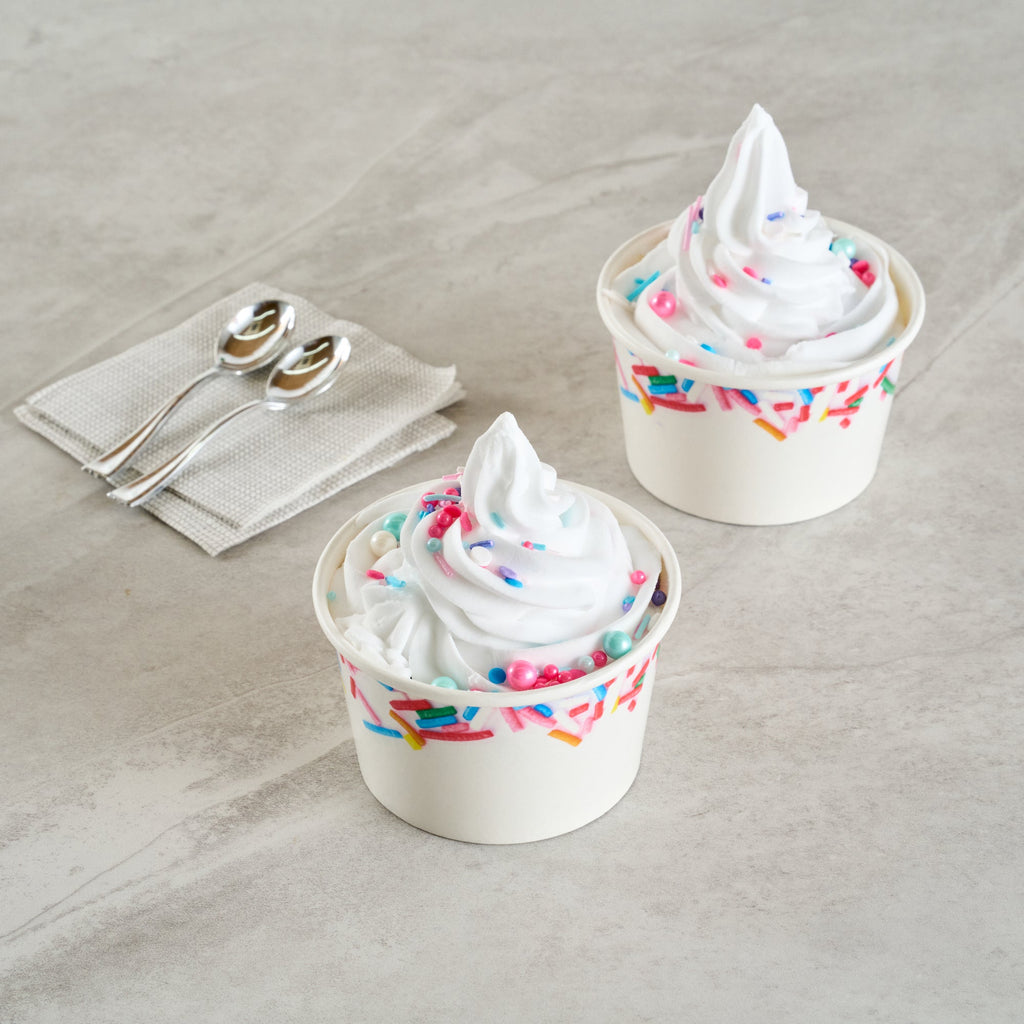 Coppetta 8 oz Round White Paper To Go Cup - with Festive Sprinkles - 3 3/4" x 3 3/4" x 2 1/4" - 200 count box