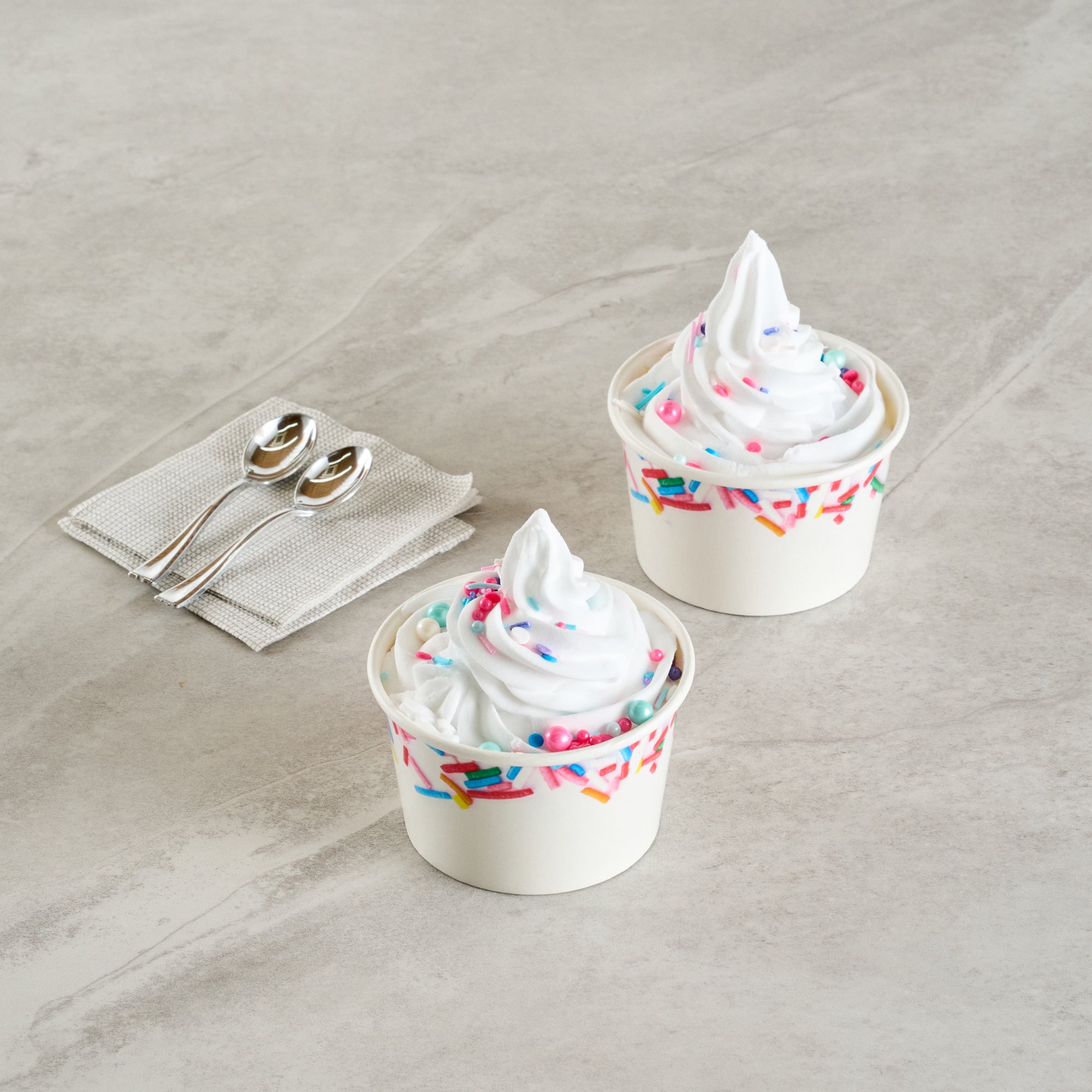 Coppetta 8 oz Round White Paper To Go Cup - with Festive Sprinkles - 3 3/4" x 3 3/4" x 2 1/4" - 200 count box