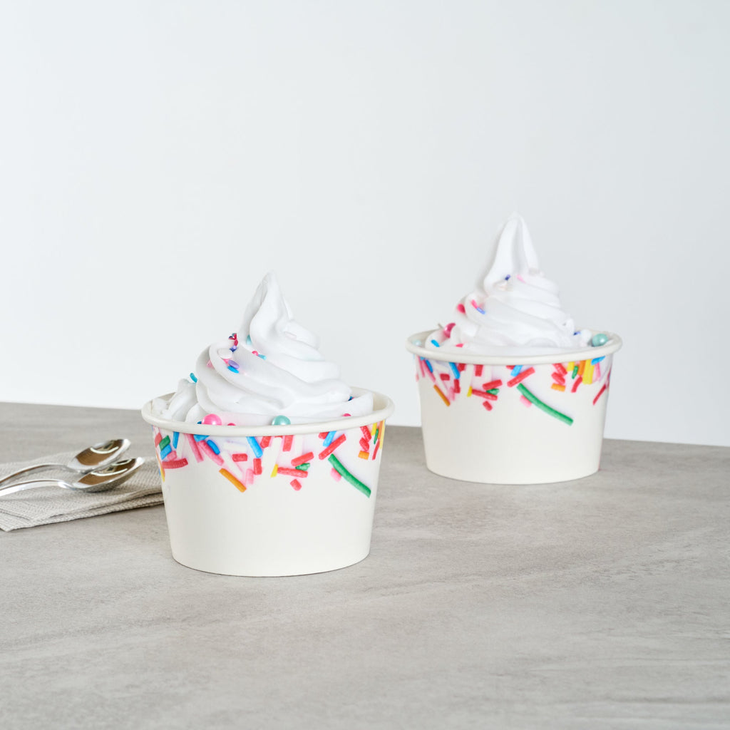 Coppetta 8 oz Round White Paper To Go Cup - with Festive Sprinkles - 3 3/4" x 3 3/4" x 2 1/4" - 200 count box