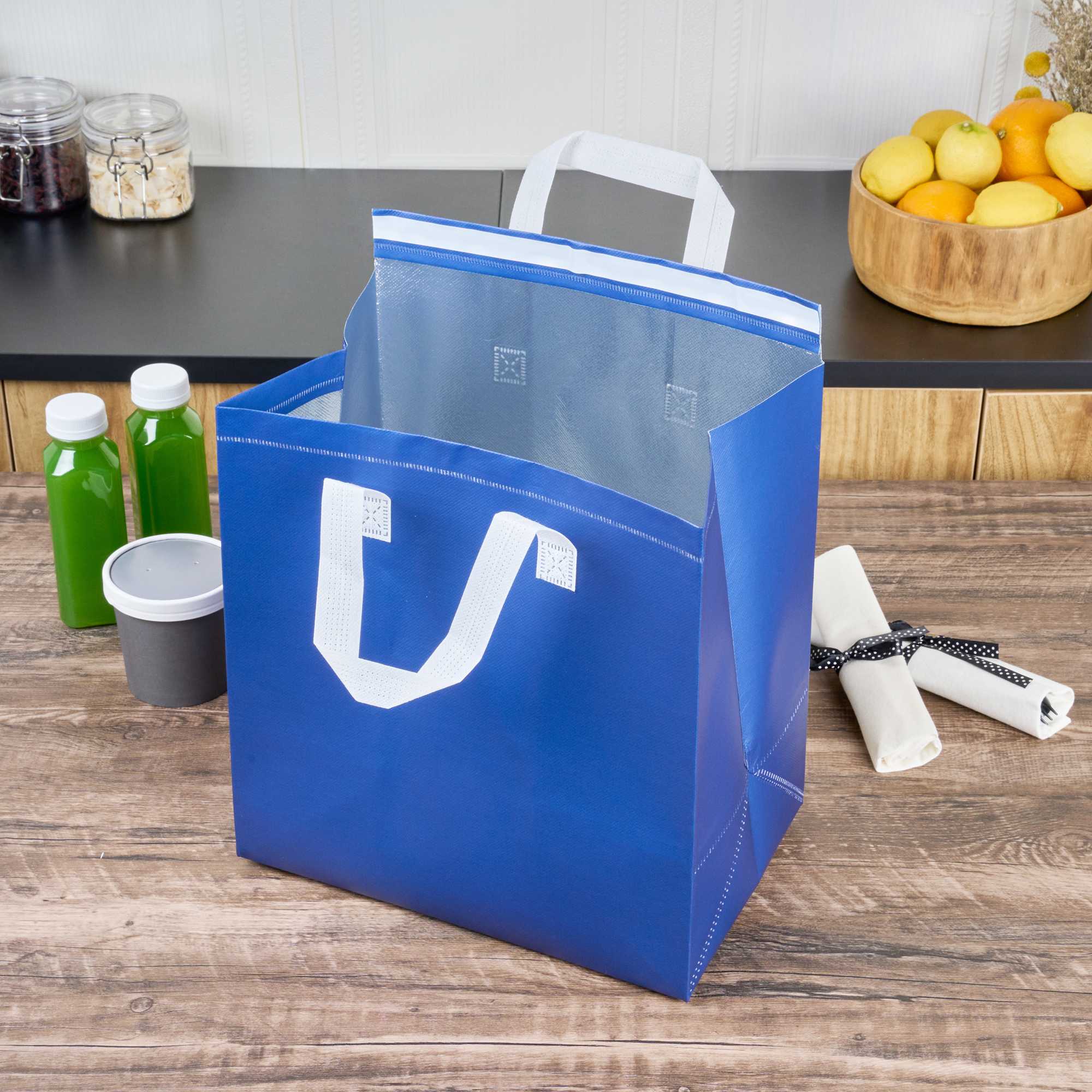Bag Tek Blue Insulated Take Out Bag - Tamper-Evident - 11 3/4" x 7 3/4" x 12 1/2" - 25 count box