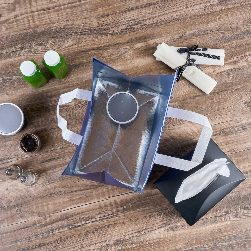 Bag Tek Blue Insulated Take Out Bag - Tamper-Evident - 11 3/4" x 7 3/4" x 12 1/2" - 25 count box