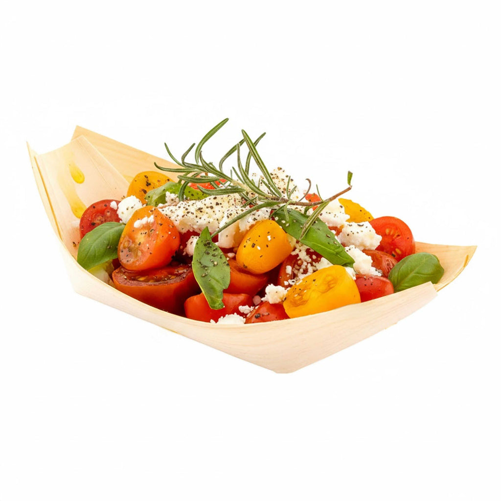 Taipei Natural Pinewood Medium Food Tray / Boat - 5 1/2" x 3 1/2" x 3/4" - 200 count box