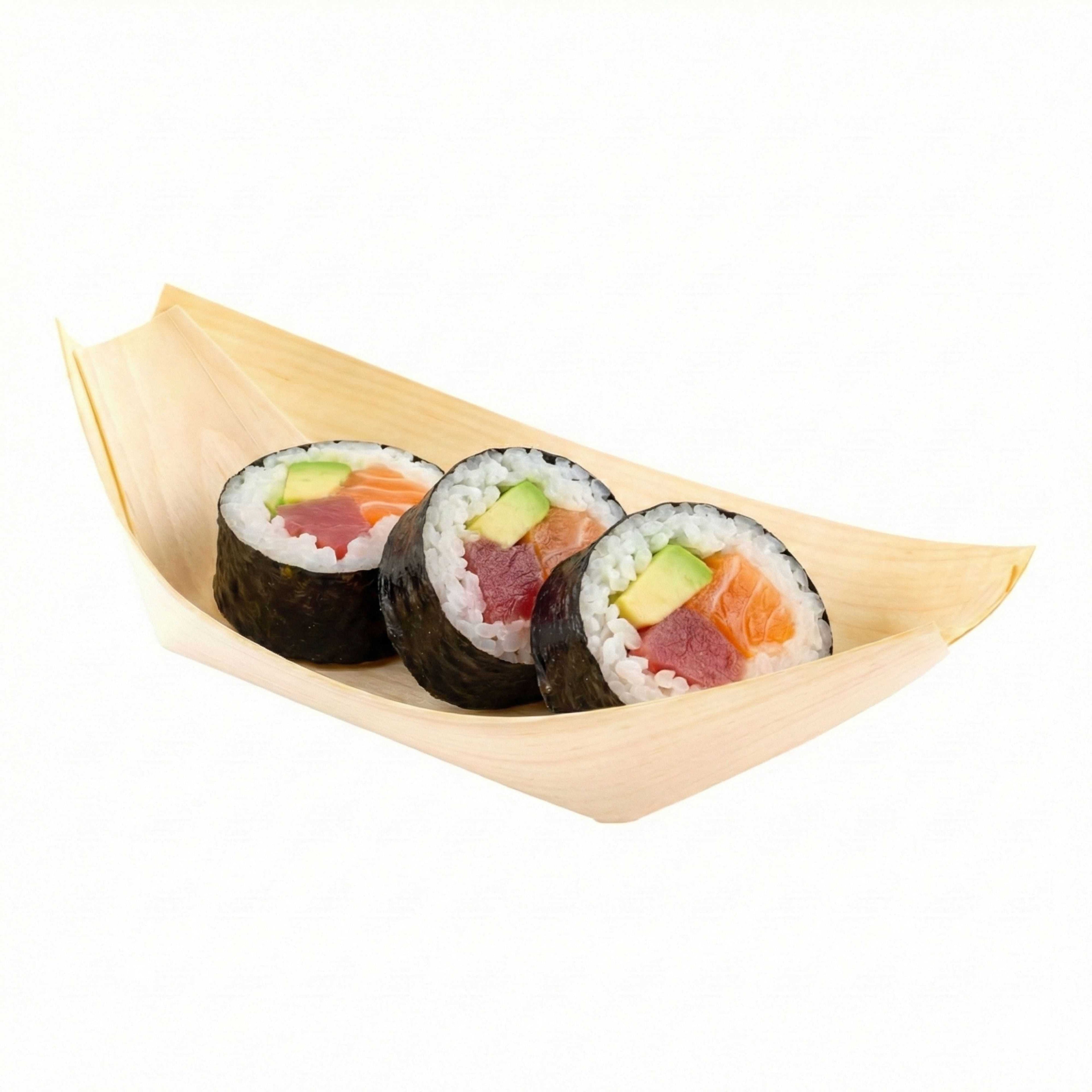 Taipei Natural Pinewood Medium Food Tray / Boat - 5 1/2" x 3 1/2" x 3/4" - 200 count box