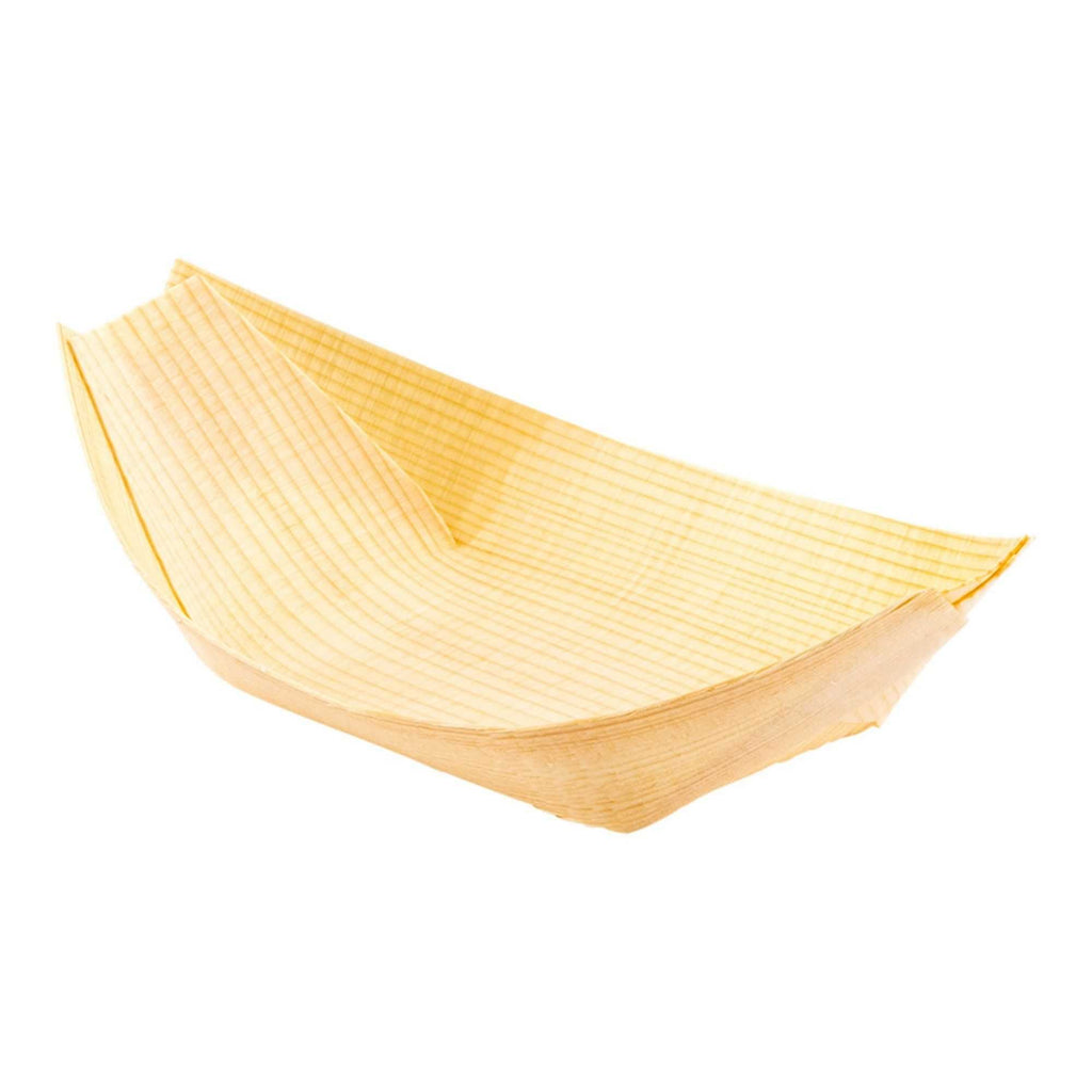 Taipei Natural Pinewood Small Food Tray / Boat - 4 1/2" x 2 1/2" x 1/2" - 200 count box
