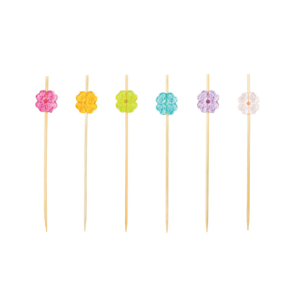 Pixy Assorted Bamboo Acrylic Flower Pick - 4" x 1/2" - 1000 count box