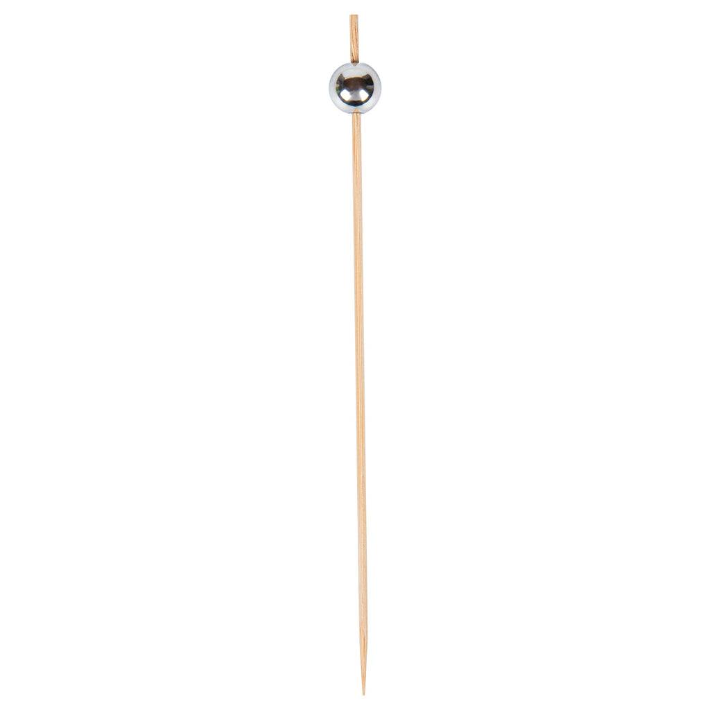 Pixy Silver Bamboo Sphere Skewer - 6" - 1000 count box