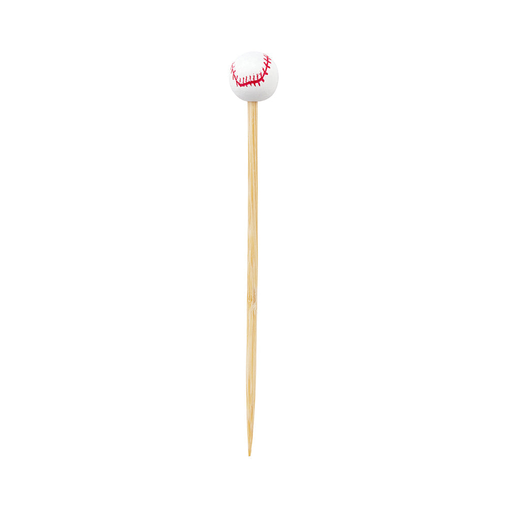 Pixy White and Red Bamboo Baseball Pick - Hand-Painted - 4" - 1000 count box