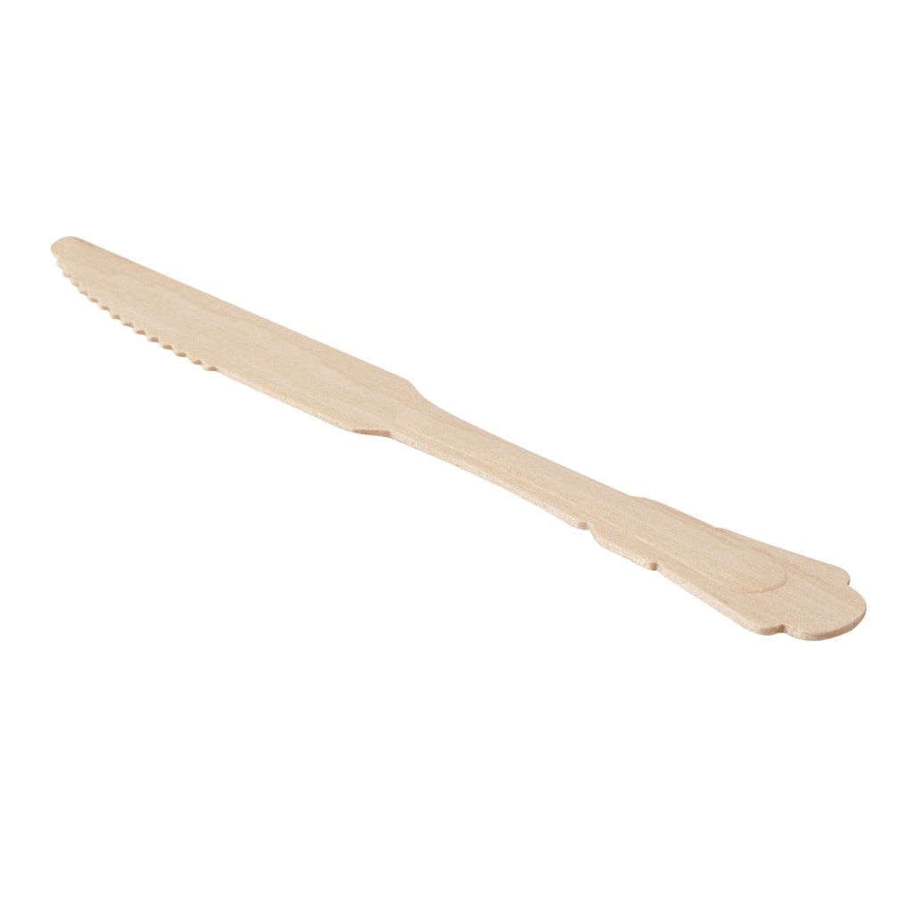 Taipei Natural Wood Baroque Knife - 7 3/4" x 1" - 500 count box
