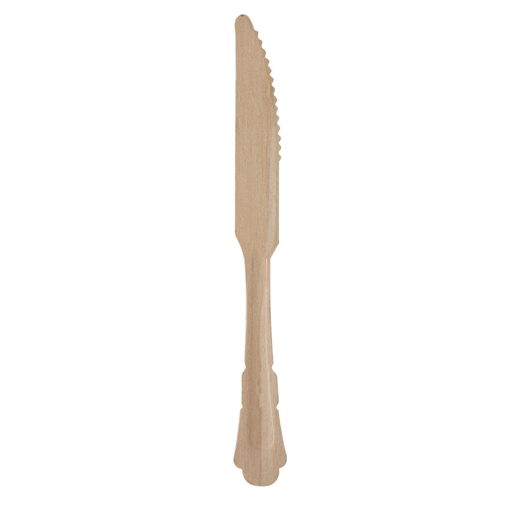 Taipei Natural Wood Baroque Knife - 7 3/4" x 1" - 500 count box