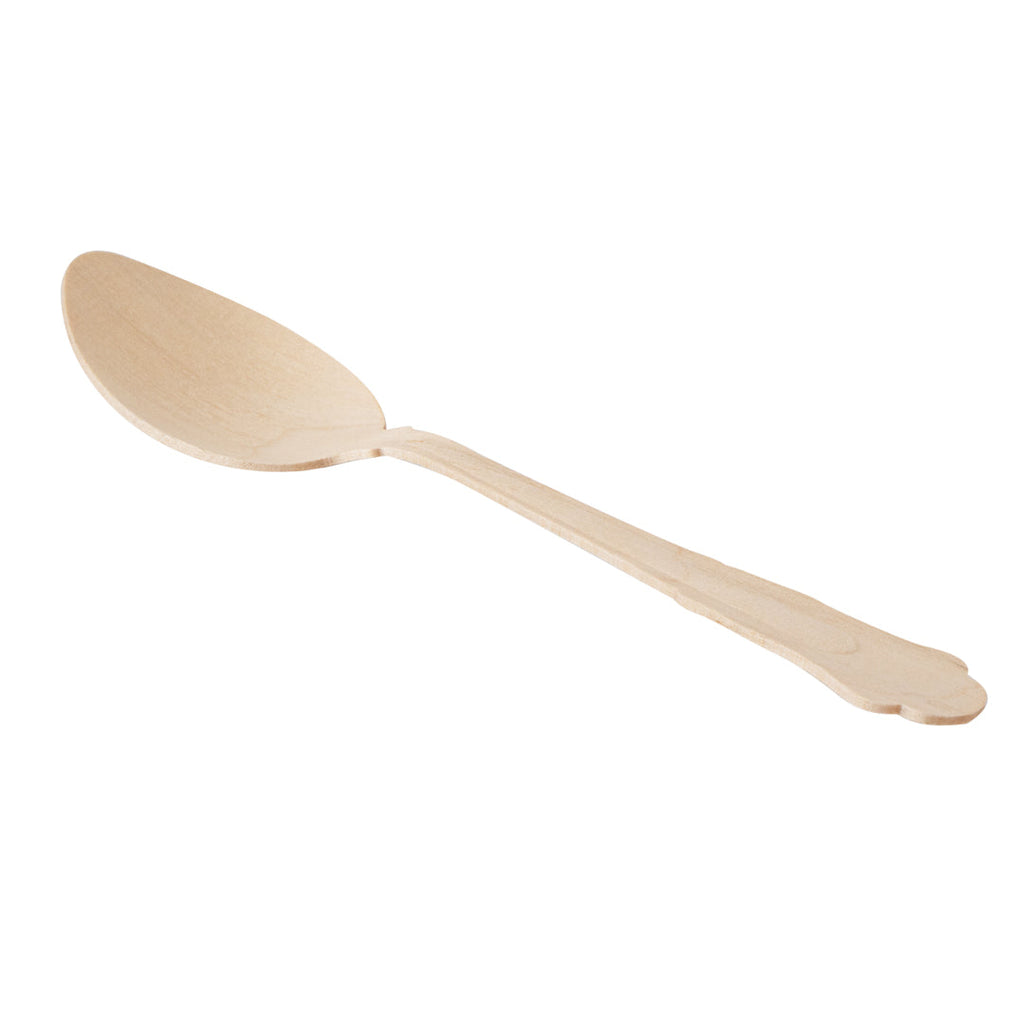 Taipei Natural Wood Baroque Spoon - 7 3/4" x 1 1/4" x 1/2" - 500 count box