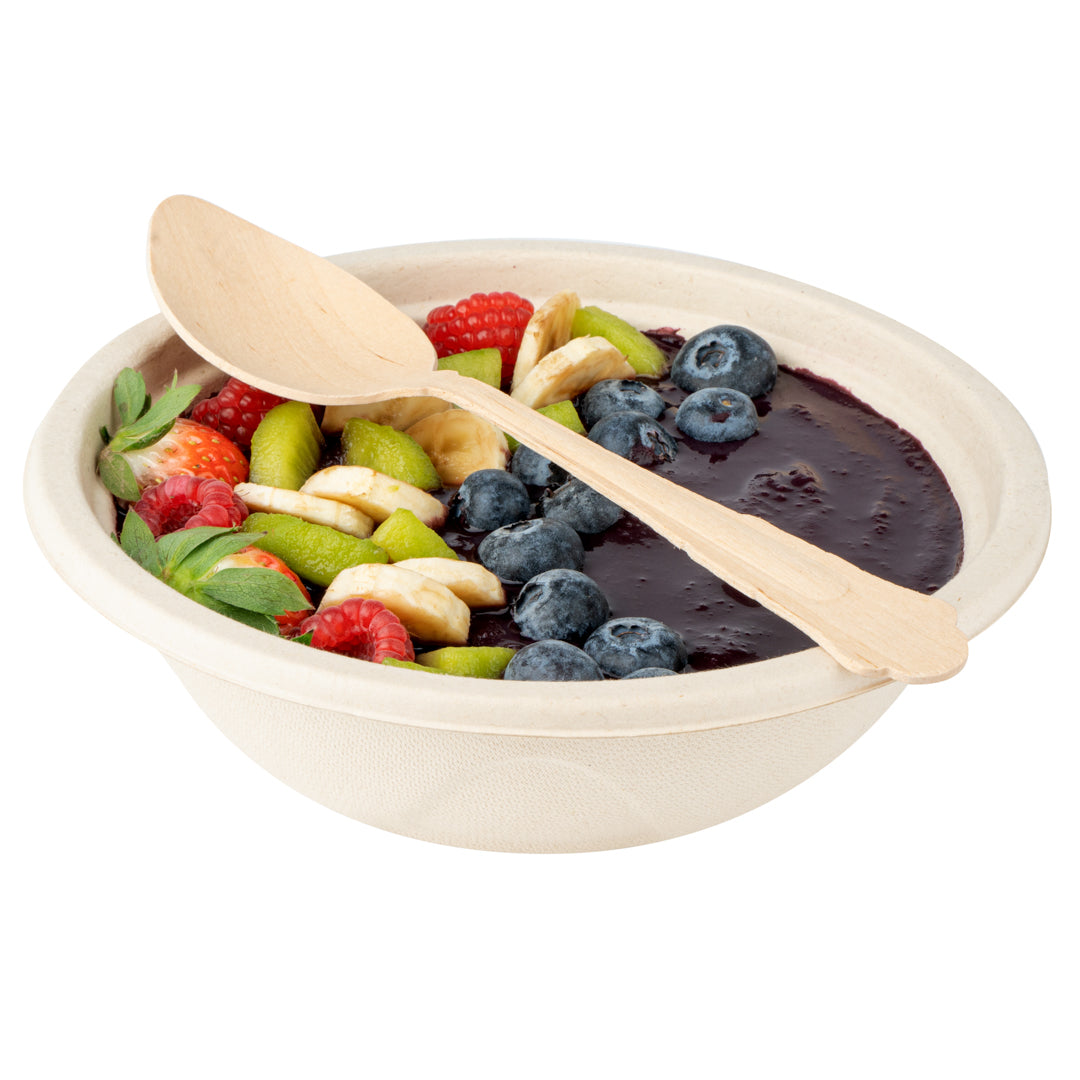 Taipei Natural Wood Baroque Spoon - 7 3/4" x 1 1/4" x 1/2" - 500 count box
