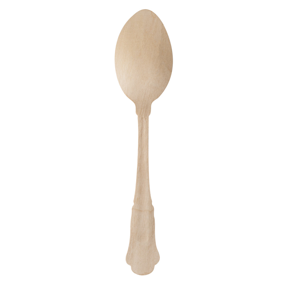 Taipei Natural Wood Baroque Spoon - 7 3/4" x 1 1/4" x 1/2" - 500 count box