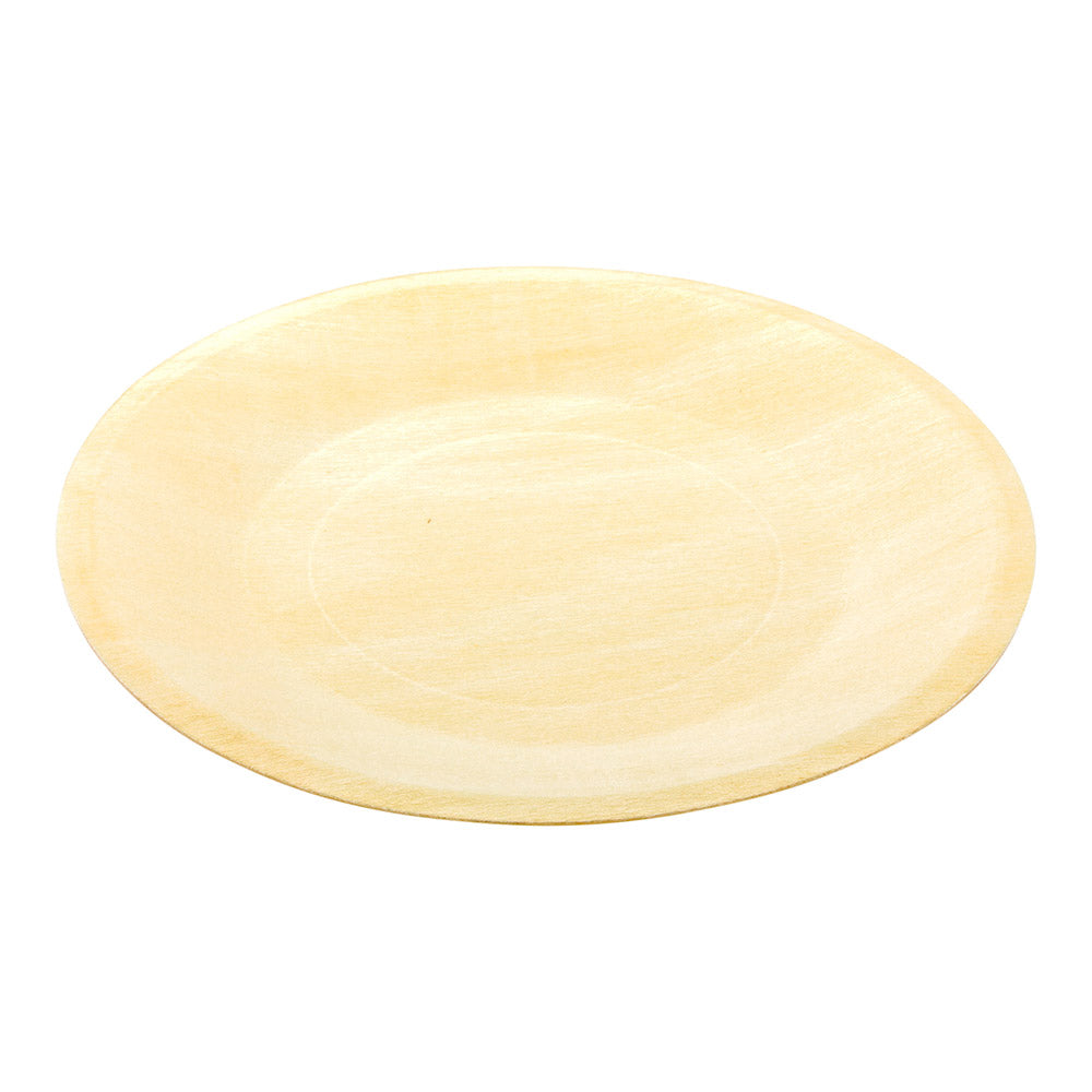 Taipei Round Natural Wood Plate - 8 1/2" x 8 1/2" x 1/2" - 200 count box
