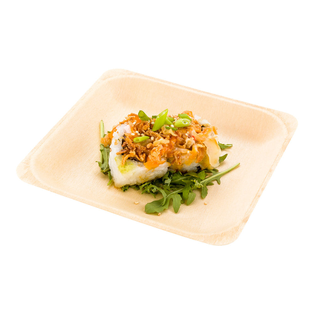 Taipei Square Natural Wood Plate - 5 1/2" x 5 1/2" x 1/2" - 200 count box