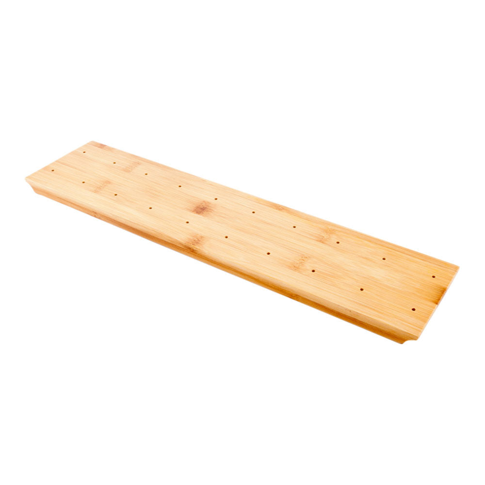 Pixy Rectangle Natural Bamboo Pick Stand / Skewer Holder - 20 holes - 16 1/2" x 3 3/4" x 1" - 1 count box