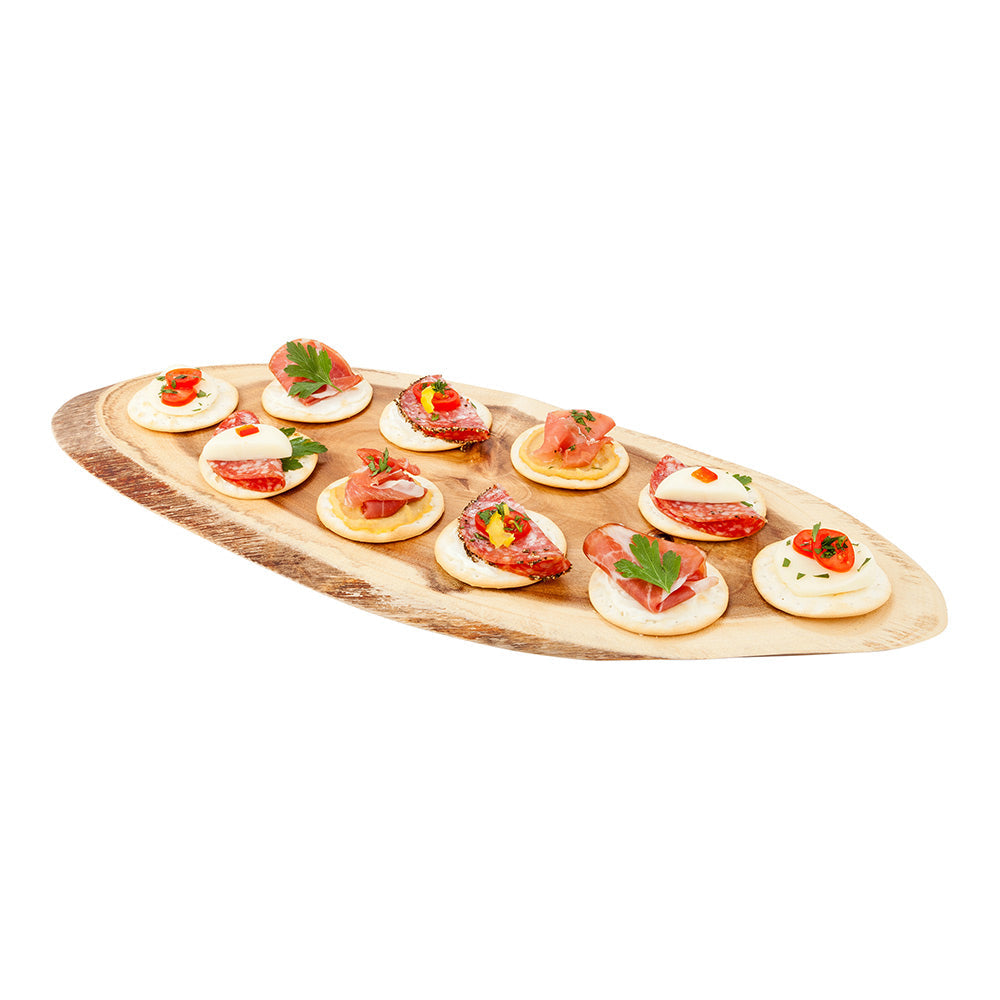 Eco Display Oval Natural Acacia Serving Board - Varnished - 20" x 8" x 3/4" - 1 count box