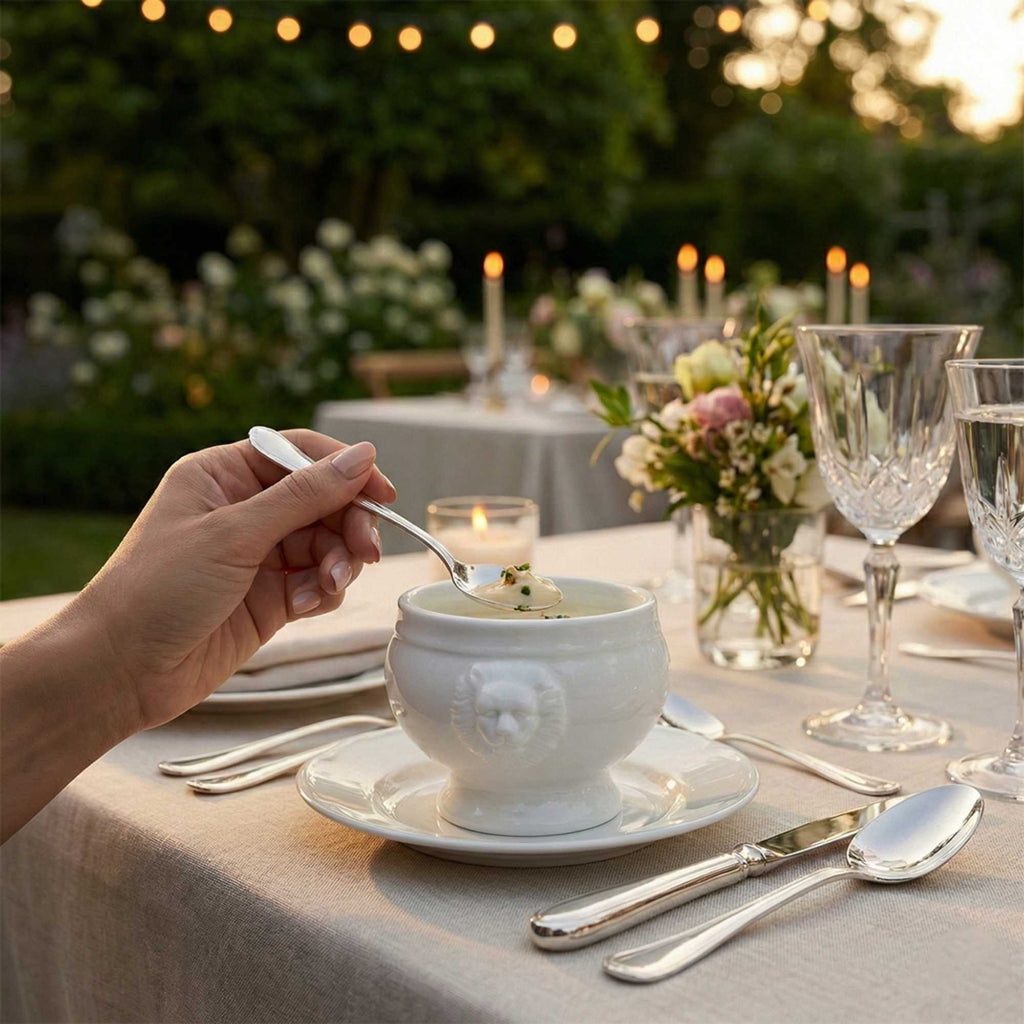 Chef 101 6 oz Round White Porcelain Lion Head Soup Bowl - 4" x 3 1/4" x 2 1/2" - 10 count box