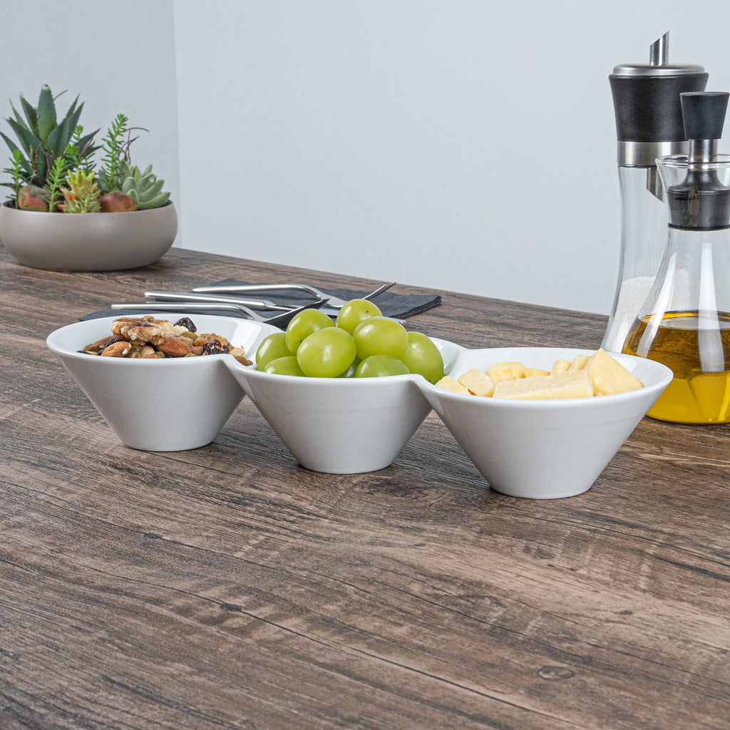 Chef 101 18 oz Round White Porcelain Modern Bowl Set - 13 1/2" x 5" x 2 1/4" - 1 count box