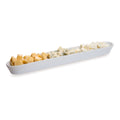 Chef 101 Siluro 14 oz White Porcelain Olive Plate - 16 1/4" x 2 1/4" x 1 1/2" - 1 count box