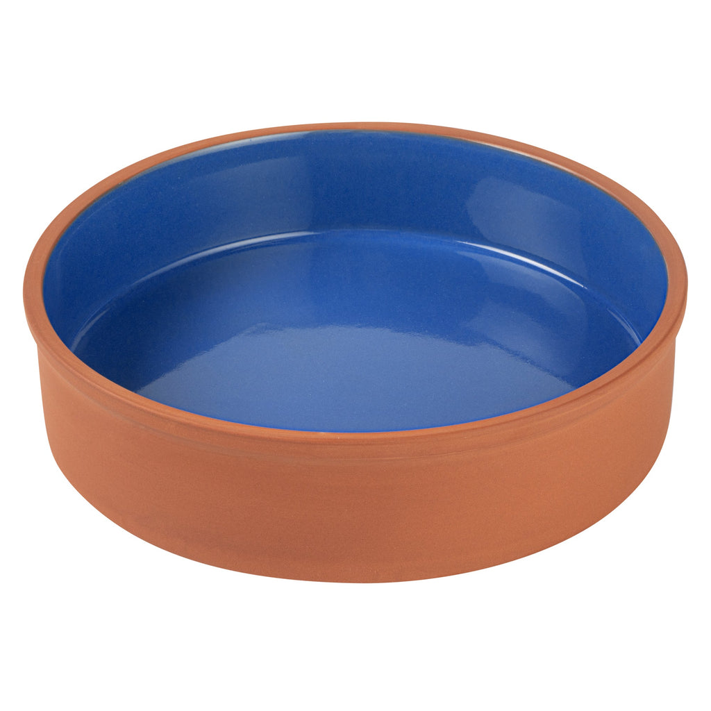 Terra Tek 51 oz Terracotta Cazuela Bowl - Blue Glazed Interior, Oven-Safe, Microwave-Safe - 9'' x 9'' x 2 1/4'' - 2 count box