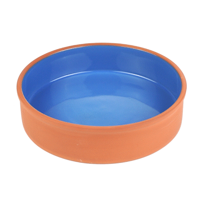 Terra Tek 51 oz Terracotta Cazuela Bowl - Blue Glazed Interior, Oven-Safe, Microwave-Safe - 9'' x 9'' x 2 1/4'' - 2 count box