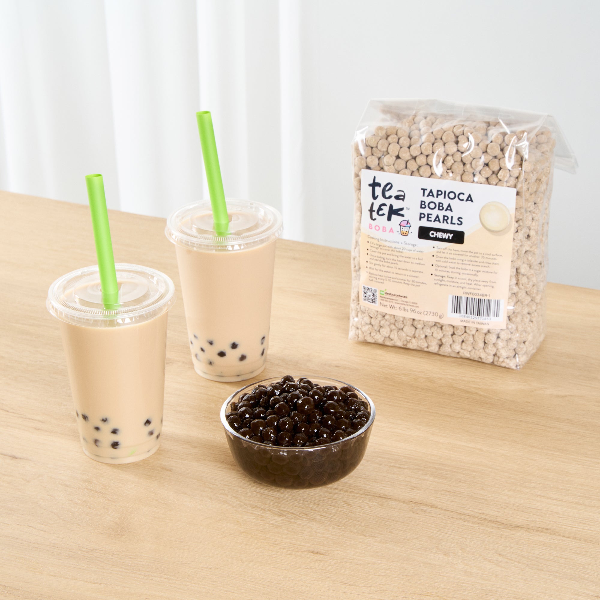 Tea Tek 6 lb Tapioca Boba Pearls - Chewy - 6 count box