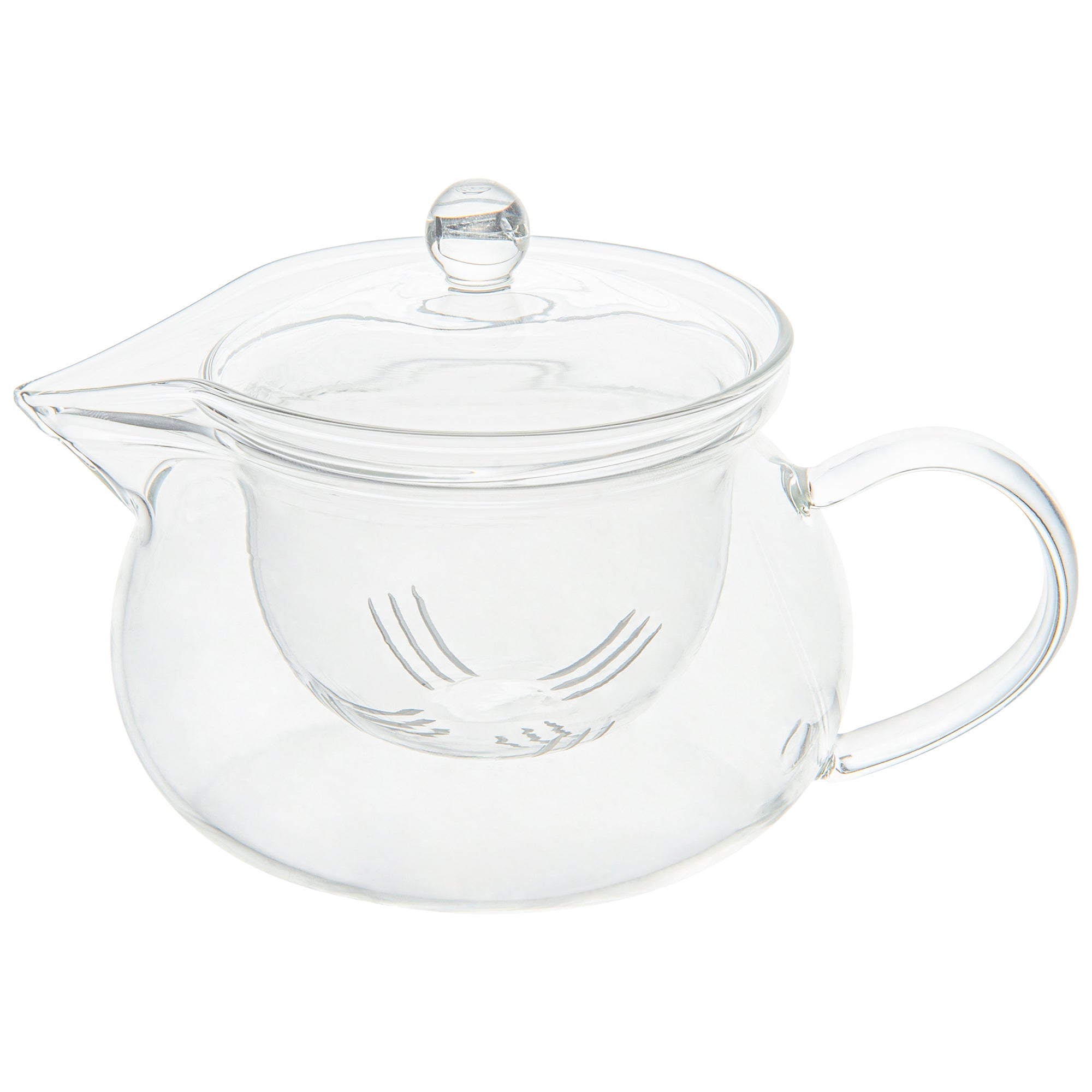 Forma Professional 17 oz Round Glass Teapot - Double Wall - 5 1/4" x 5 1/4" x 5" - 1 count box