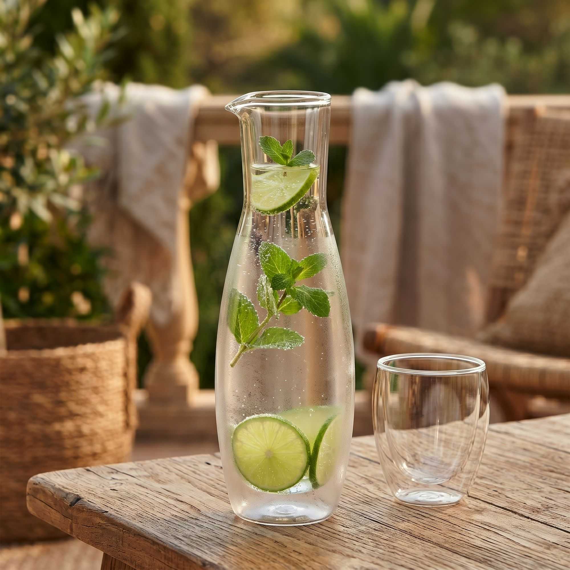 Forma Professional 30 oz Round Glass Wine and Water Carafe - Double Wall - 4" x 4" x 11 1/2" - 1 count box