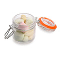 Vetri 3 oz Round Glass Wide Nostalgic Mason Jar - with Clamp Lid - 2 1/2" x 2 1/2" x 2 3/4" - 10 count box
