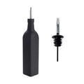 Chef 101 17 oz Black Glass Olive Oil Dispenser - with Stainless Steel Pourer, Funnel Kit - 2 1/4" x 2 1/4" x 12 1/2" - 1 count box