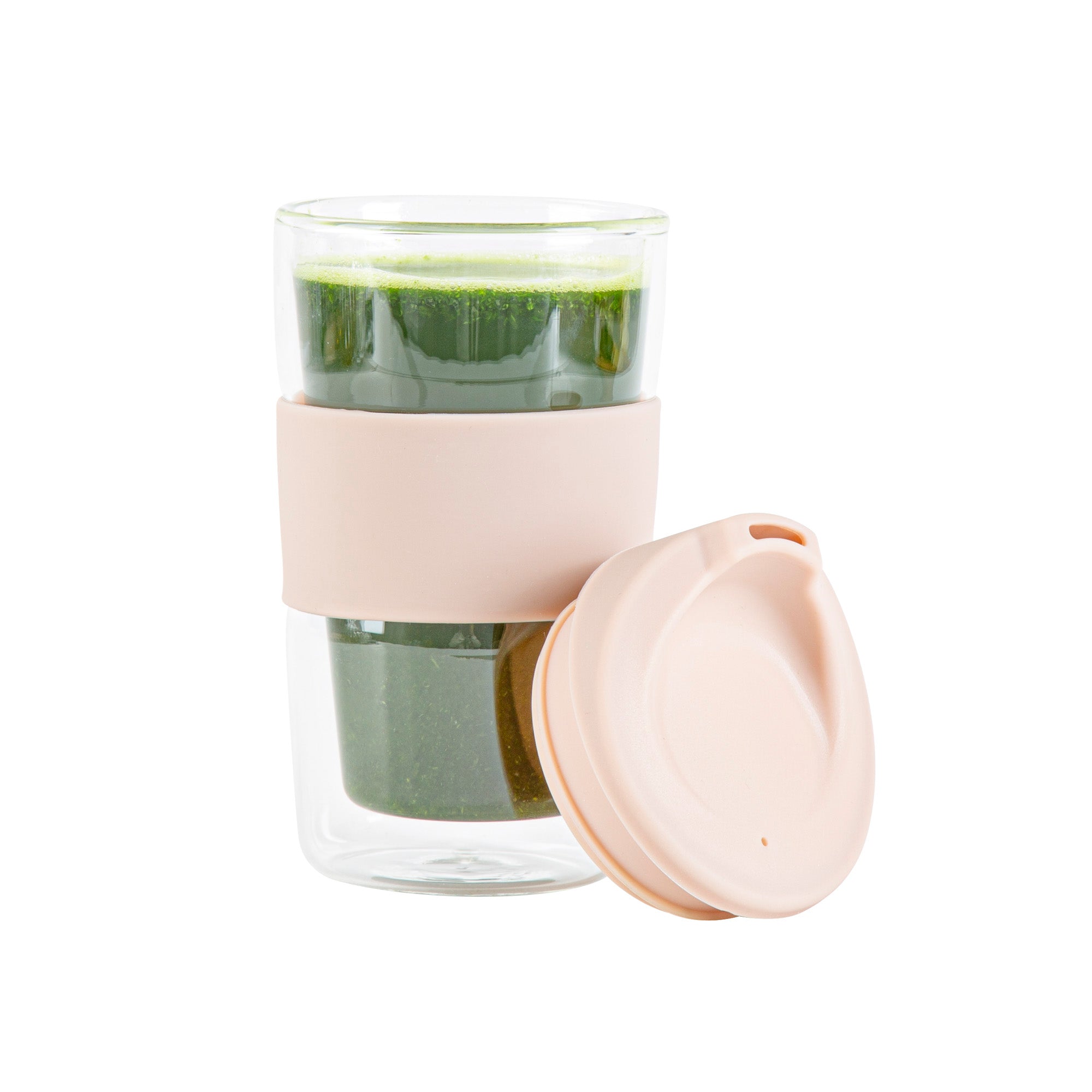 Forma Professional 12 oz Glass Travel Mug - Double Wall, Borosilicate, with Tan Lid and Sleeve - 1 count box