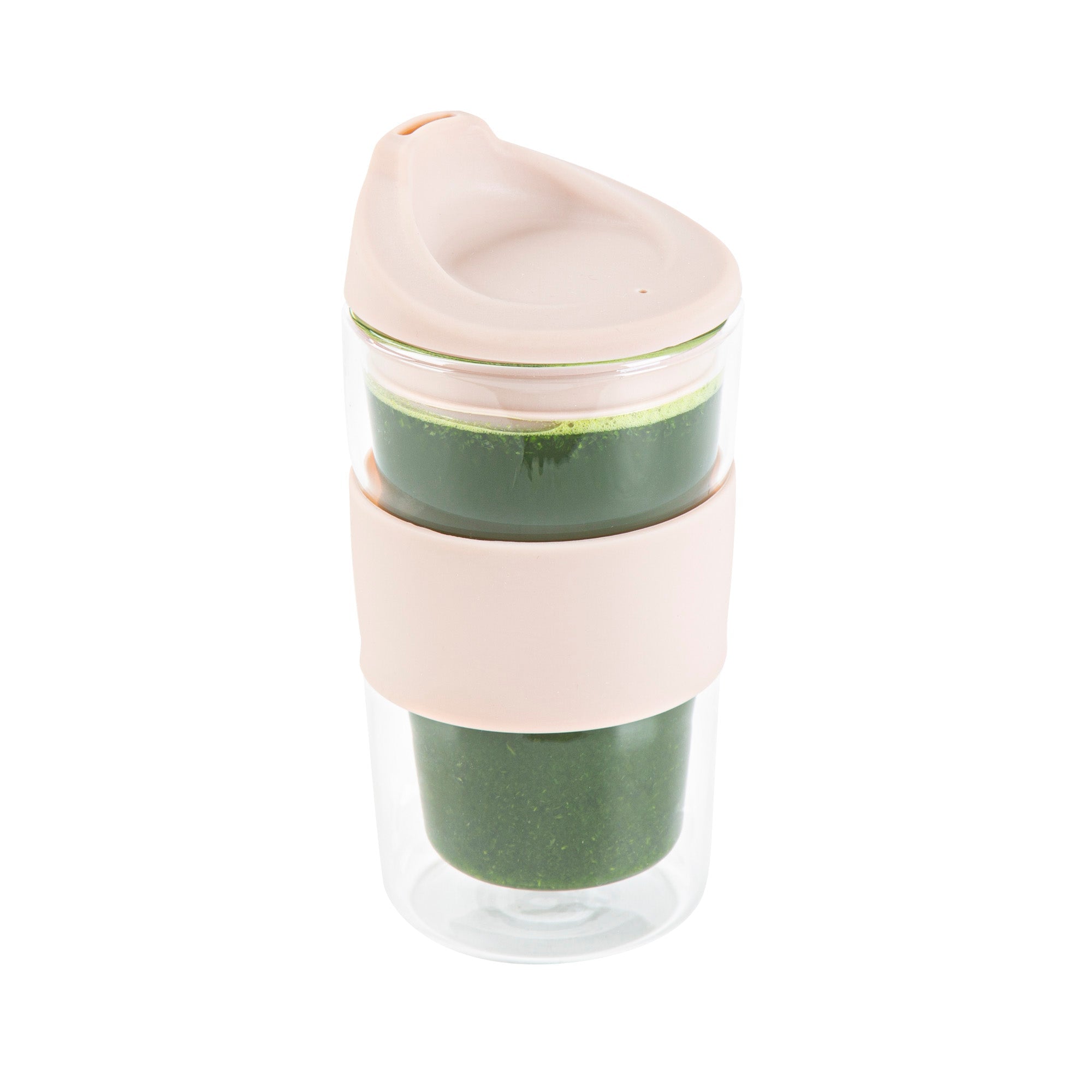 Forma Professional 12 oz Glass Travel Mug - Double Wall, Borosilicate, with Tan Lid and Sleeve - 1 count box