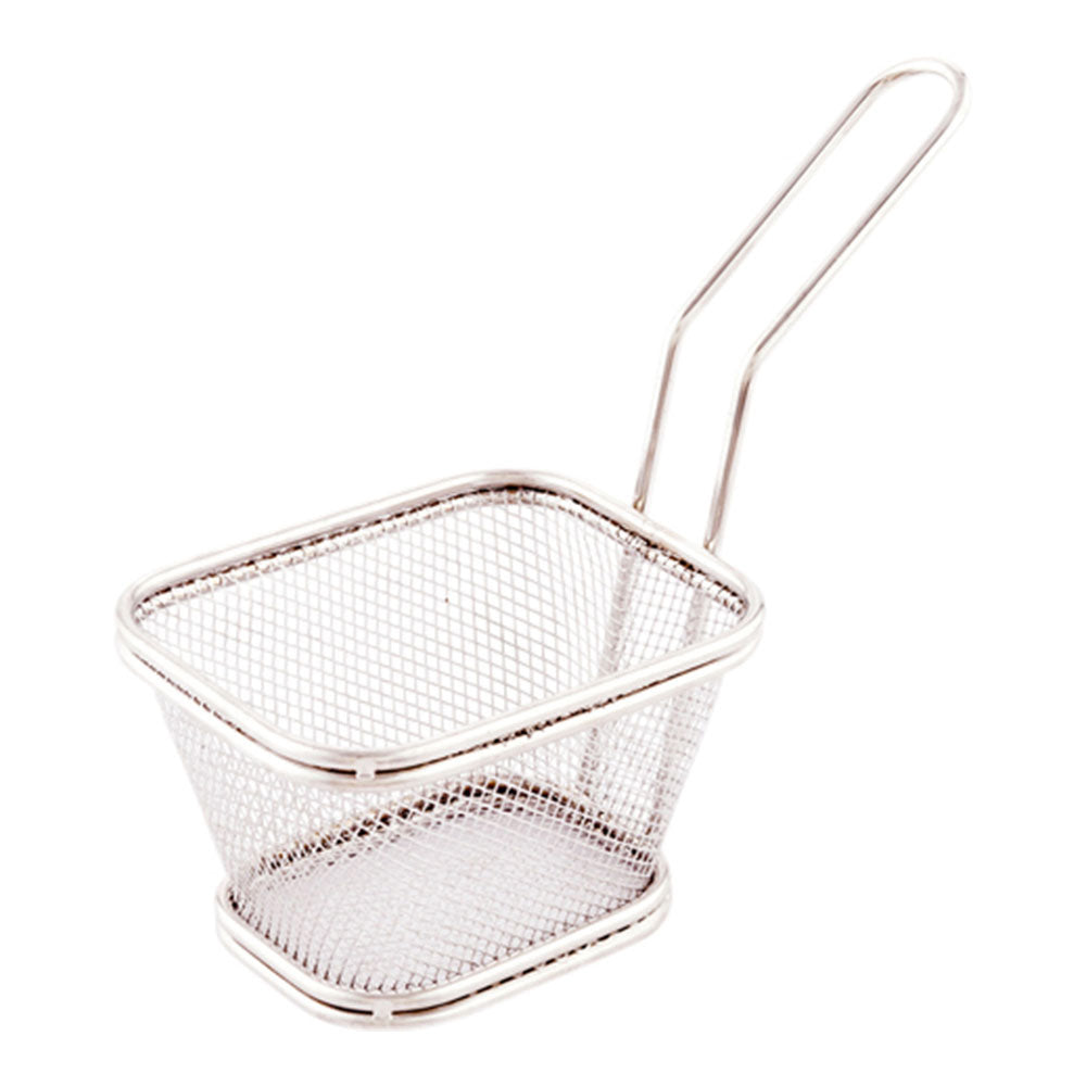 Met Lux Square Silver Stainless Steel Small Fryer Basket - 5" x 4" x 3 1/4" - 1 count box