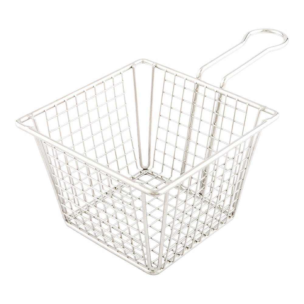Met Lux Square Silver Stainless Steel Large Mini Fryer Basket - Waffle Grid - 8" x 5" x 3 1/2" - 1 count box