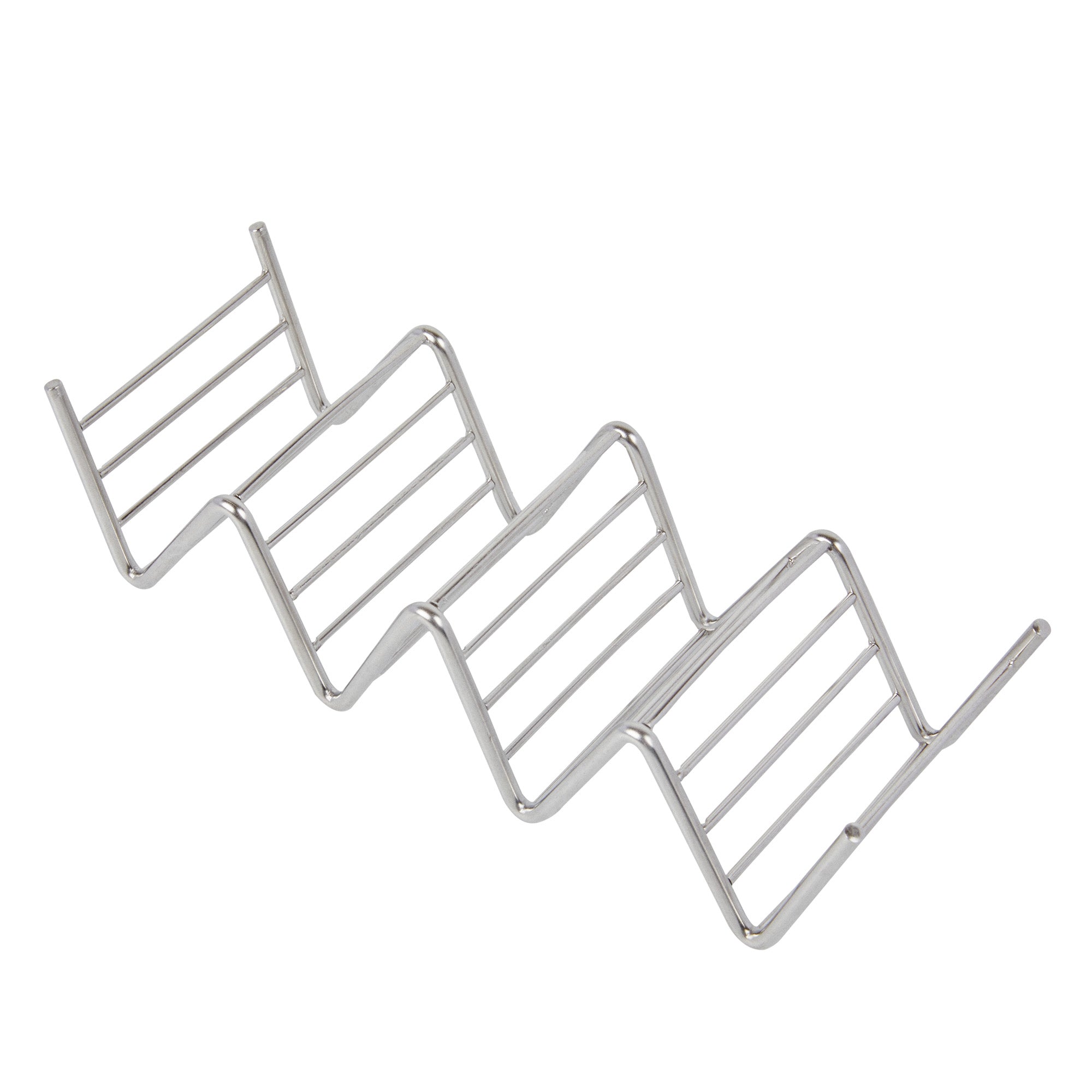 Met Lux Rectangle Silver Stainless Steel Quattro Taco Rack Stand - 4 Tacos - 7" x 2 1/2" x 1 1/2" - 1 count box