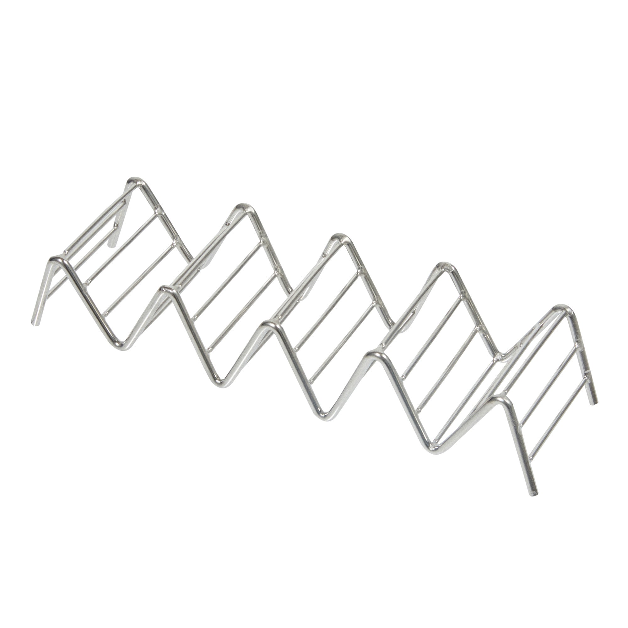 Met Lux Rectangle Silver Stainless Steel Cinque Taco Rack Stand - 5 Tacos - 8 1/4" x 2 1/2" x 1 1/2" - 1 count box