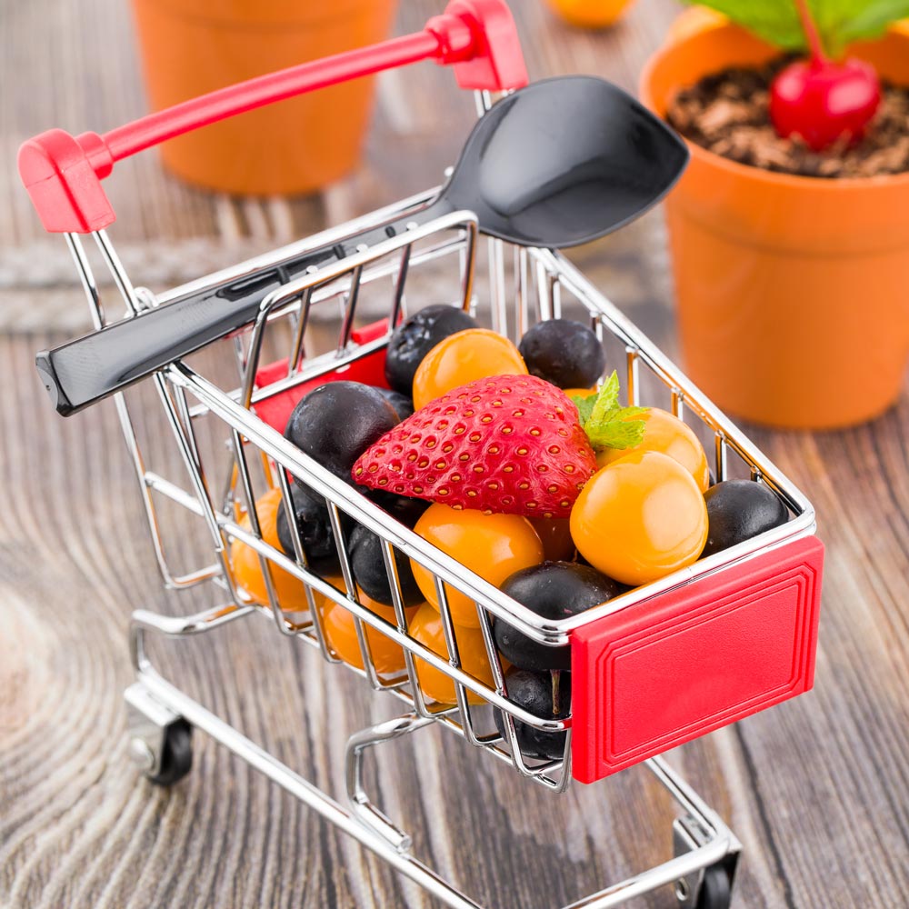 Met Lux Rectangle Silver Stainless Steel Mini Shopping Cart - 5" x 4 3/4" x 3" - 1 count box