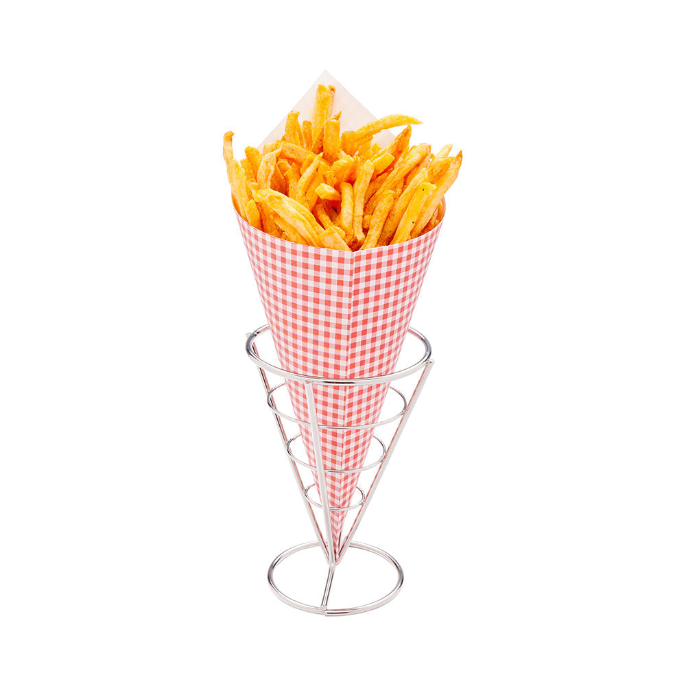 Cone Tek Silver Stainless Steel Singolo Cone Stand - 4" x 4" x 5 1/2" - 1 count box