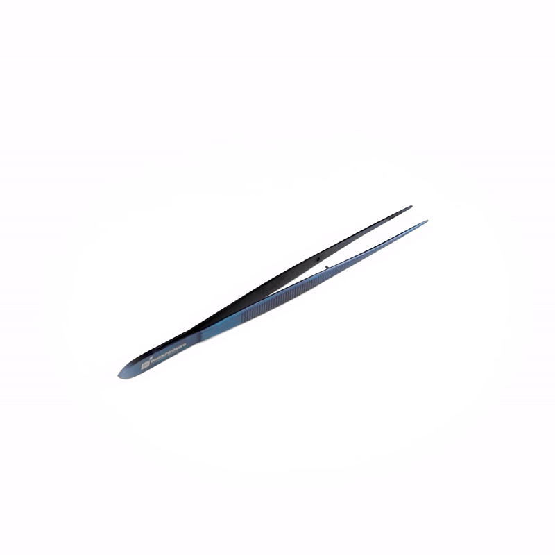 Perfect Point Titanium Blue Stainless Steel Fine Point Tweezers - 6 1/4" x 3/4" x 1/2" - 1 count box
