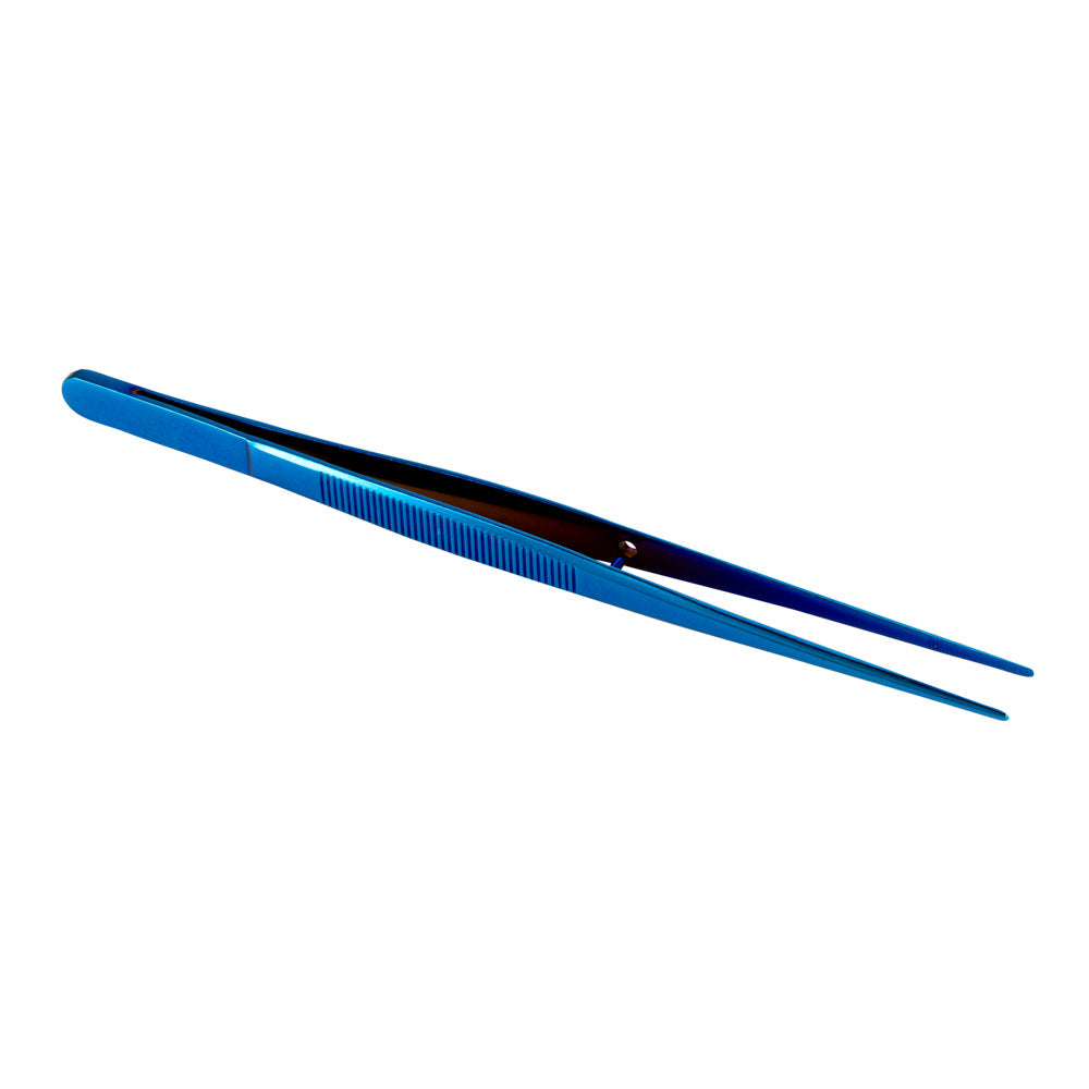 Perfect Point Titanium Blue Stainless Steel Fine Point Tweezers - 6 1/4" x 3/4" x 1/2" - 1 count box