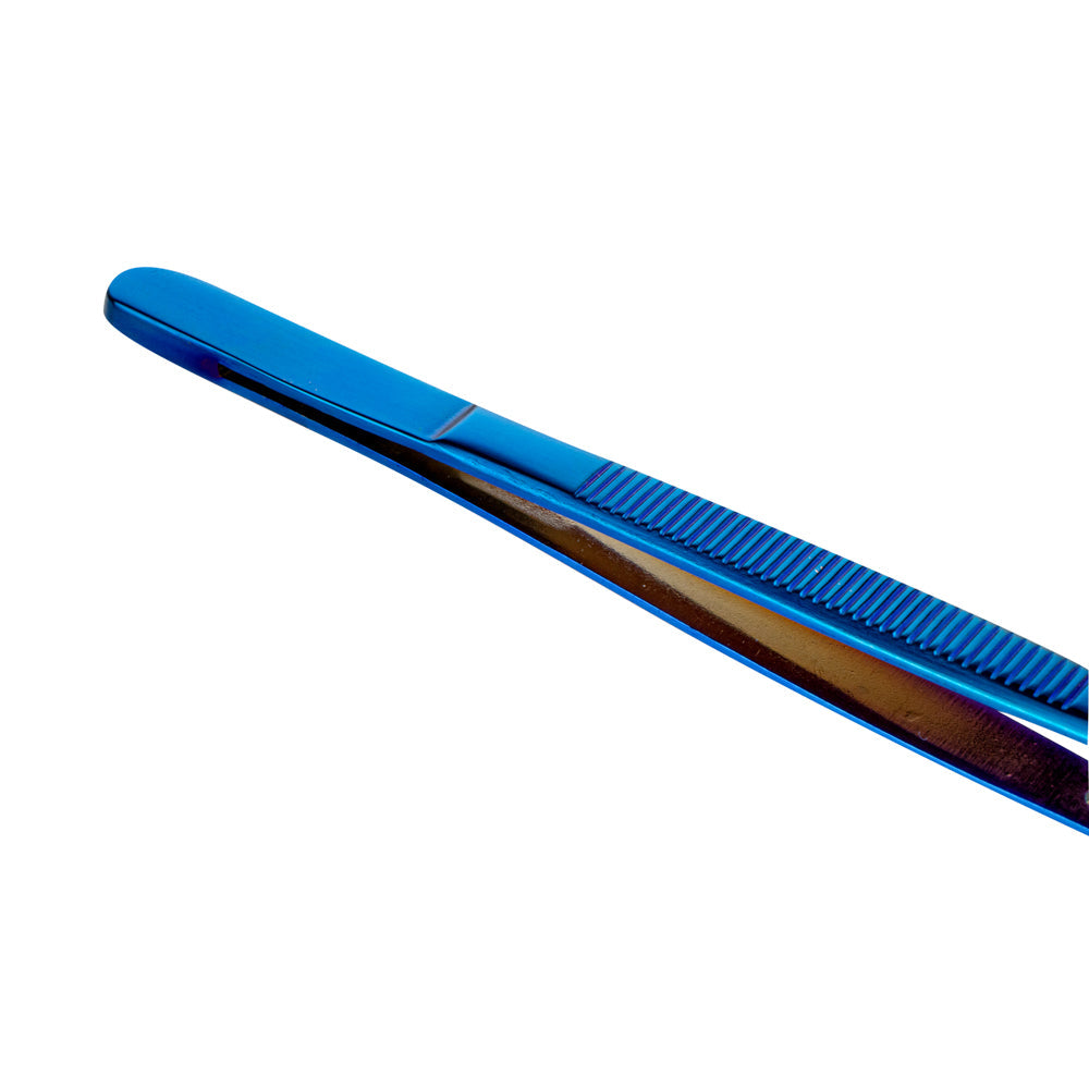 Perfect Point Titanium Blue Stainless Steel Fine Point Tweezers - 6 1/4" x 3/4" x 1/2" - 1 count box