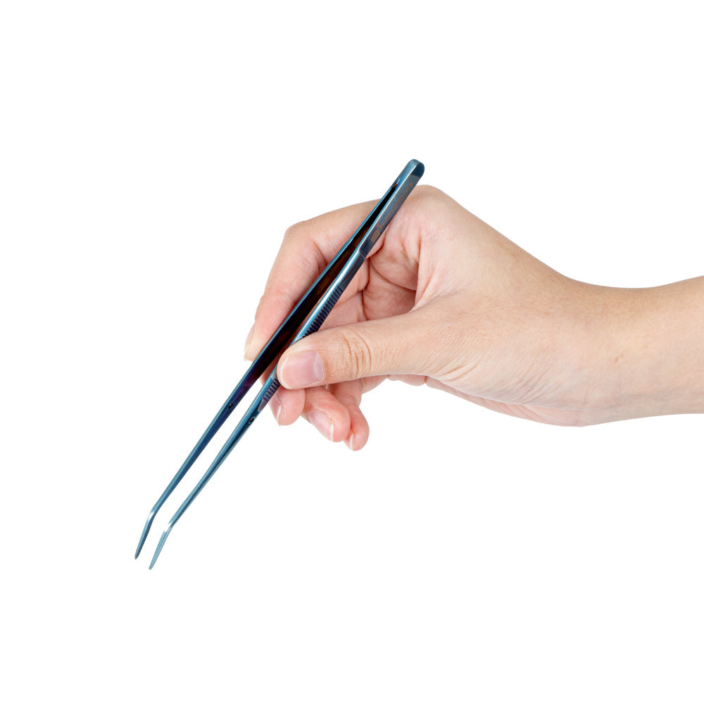 Perfect Point Titanium Blue Stainless Steel Slant Nose Tweezers - 6 1/4" x 3/4" x 1/2" - 1 count box