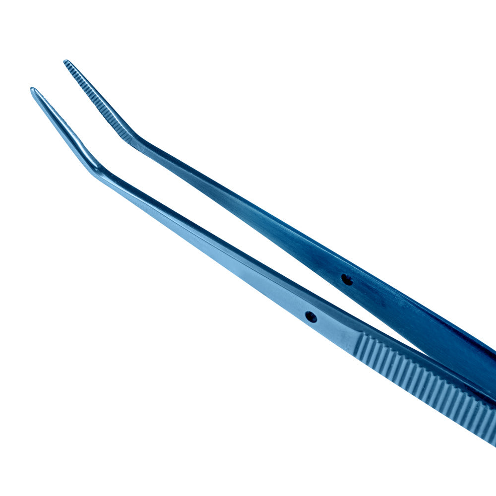Perfect Point Titanium Blue Stainless Steel Slant Nose Tweezers - 6 1/4" x 3/4" x 1/2" - 1 count box