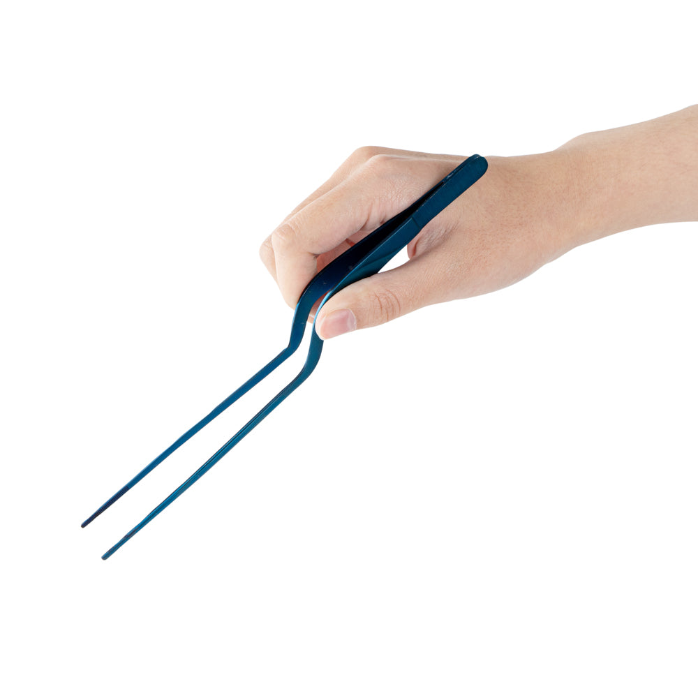Perfect Point Titanium Blue Stainless Steel Offset Tweezers - 8" x 3/4" x 1/2" - 1 count box