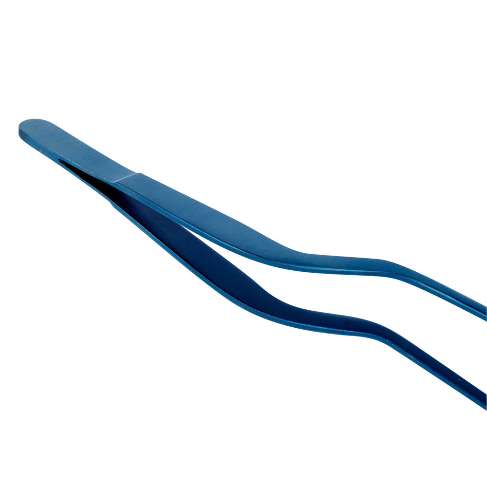 Perfect Point Titanium Blue Stainless Steel Offset Tweezers - 8" x 3/4" x 1/2" - 1 count box