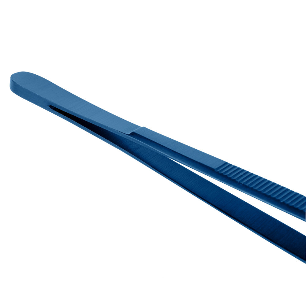 Perfect Point Titanium Blue Stainless Steel Short Slant Nose Tweezers - 9 1/2" x 3/4" x 1/2" - 1 count box