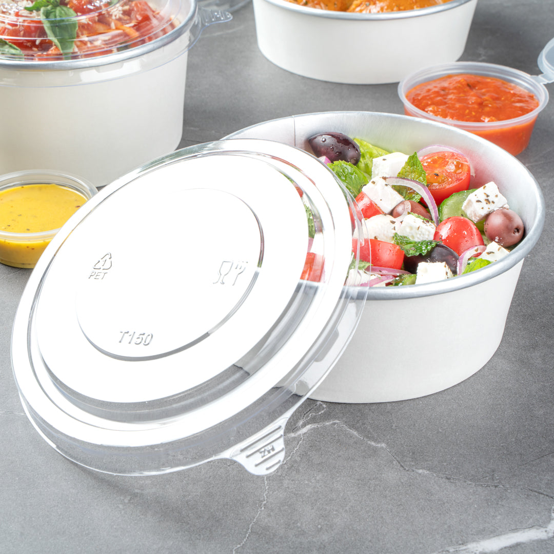 Foil Lux Clear Plastic Take Out Container Lid - Fits 17, 25 and 33 oz - 6" x 6" x 1/4" - 200 count box