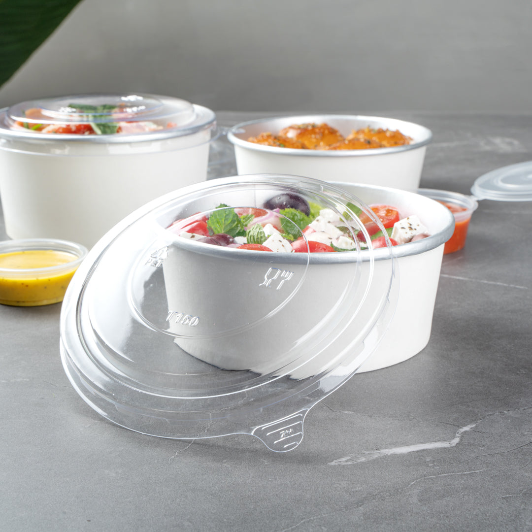 Foil Lux Clear Plastic Take Out Container Lid - Fits 17, 25 and 33 oz - 6" x 6" x 1/4" - 200 count box
