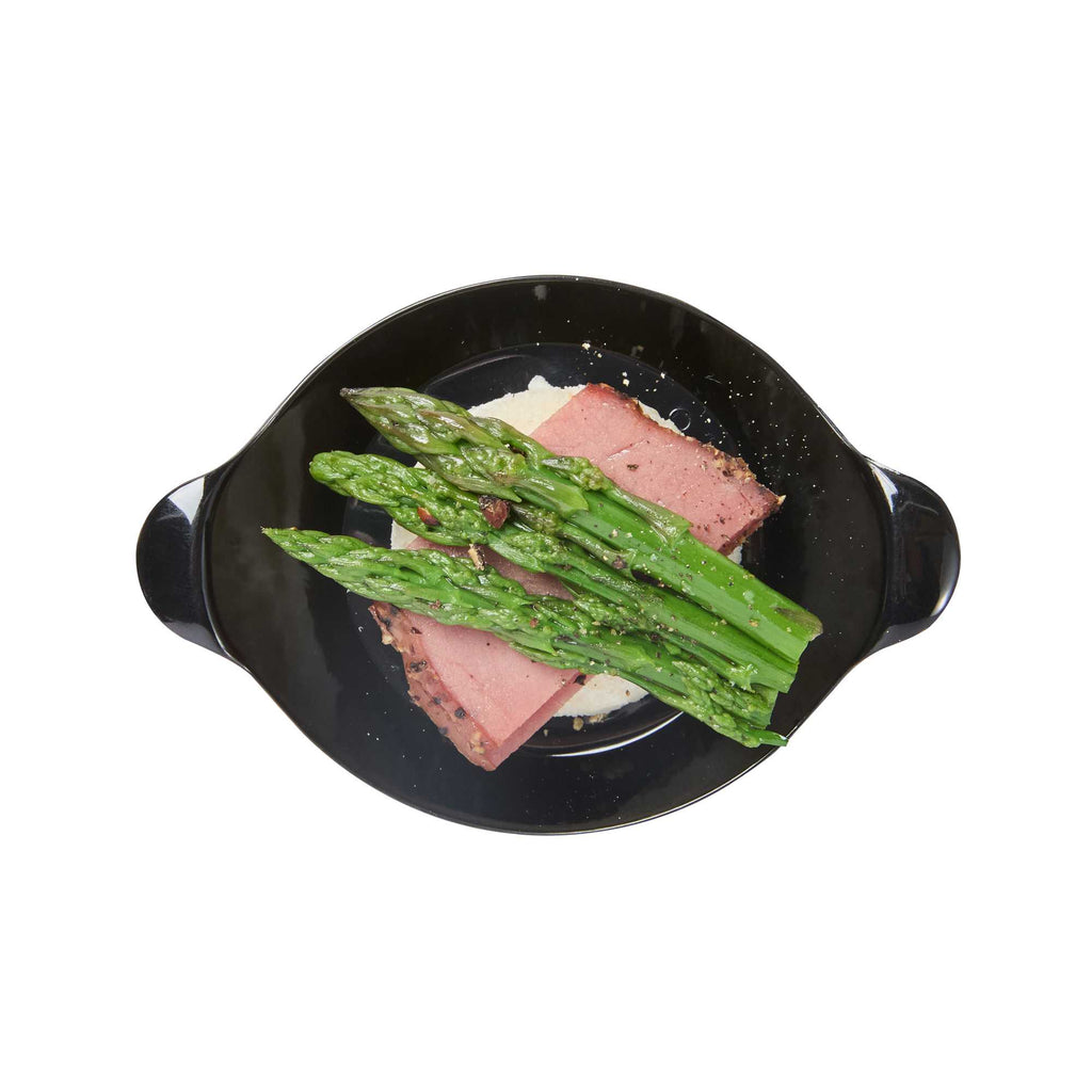 Mini Serve Oval Black Plastic Mini Handled Plate - 3 3/4" x 2 1/2" - 100 count box